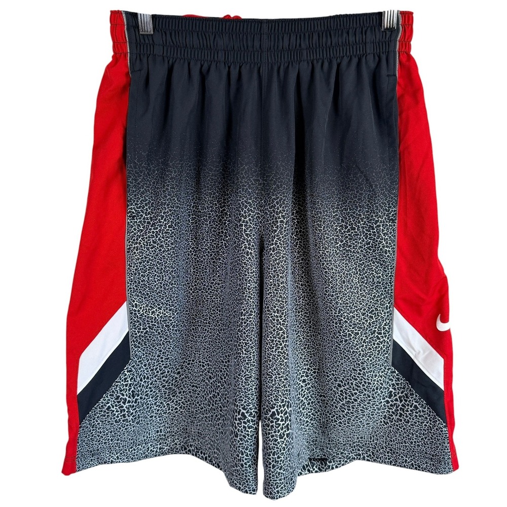 Nike Light Them Up Basketball Shorts Mens M Gray Red Crackle Print 535258-011